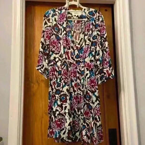 Ba&sh Giulia Wrap Minidress Multi Floral Design Size Medium New